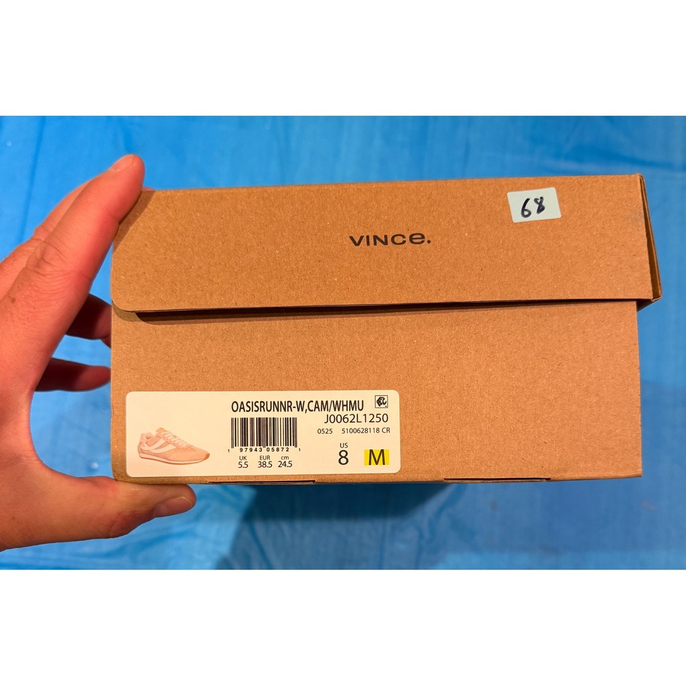 Vince Oasis Runner Suede Sneakers Camel White J0062L1250 Womens 8 M